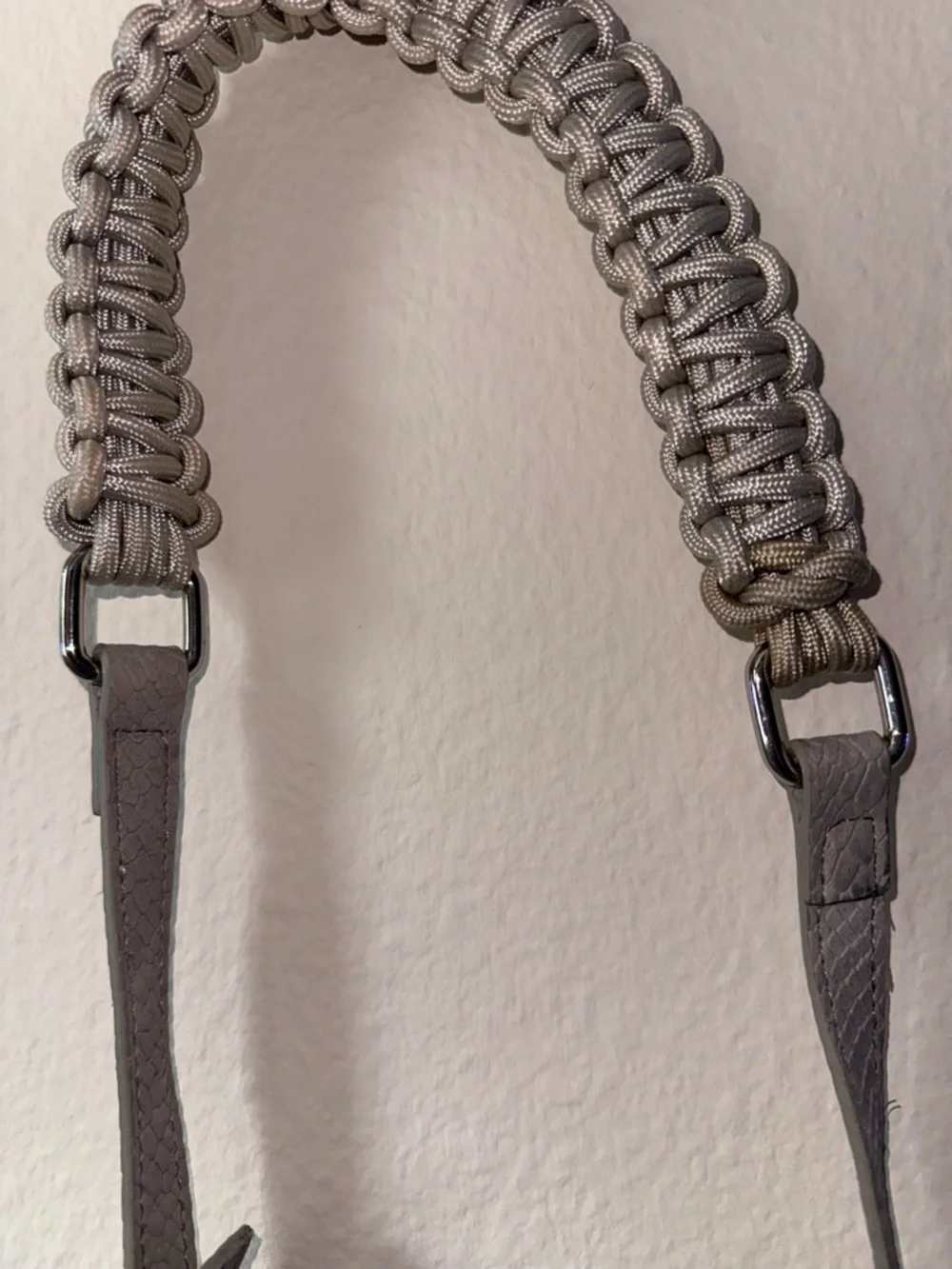 Light Gray Snake-Embossed Crossbody Bag